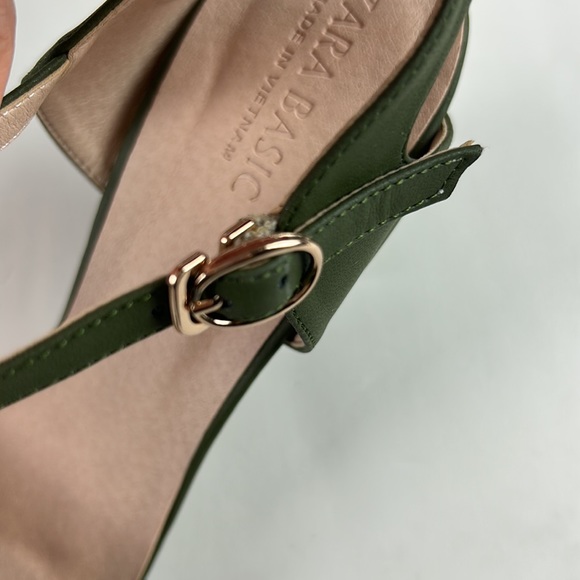 Nwot Zara Basic army green heel sandals 7 - Picture 6 of 8